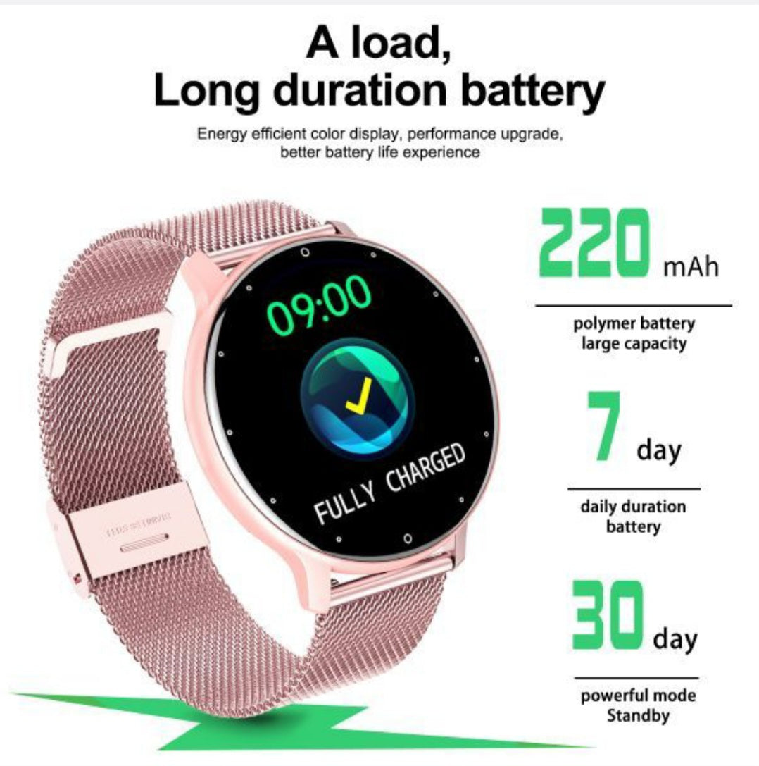 HAMASTON Smart Watch for Women Magnetic Stainless Steel Pink