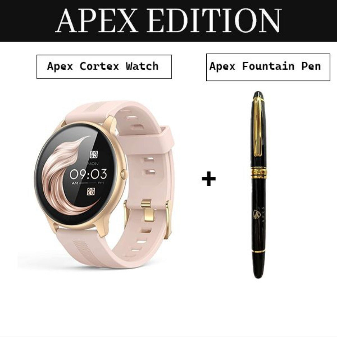 Aura Cortex - Smart Fitness Watch with Silicone Strap -Rose Gold & Aura Pen