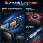 BezosMax Smart Glasses for Men & Women, Bluetooth Sunglasses with Speakers - Black
