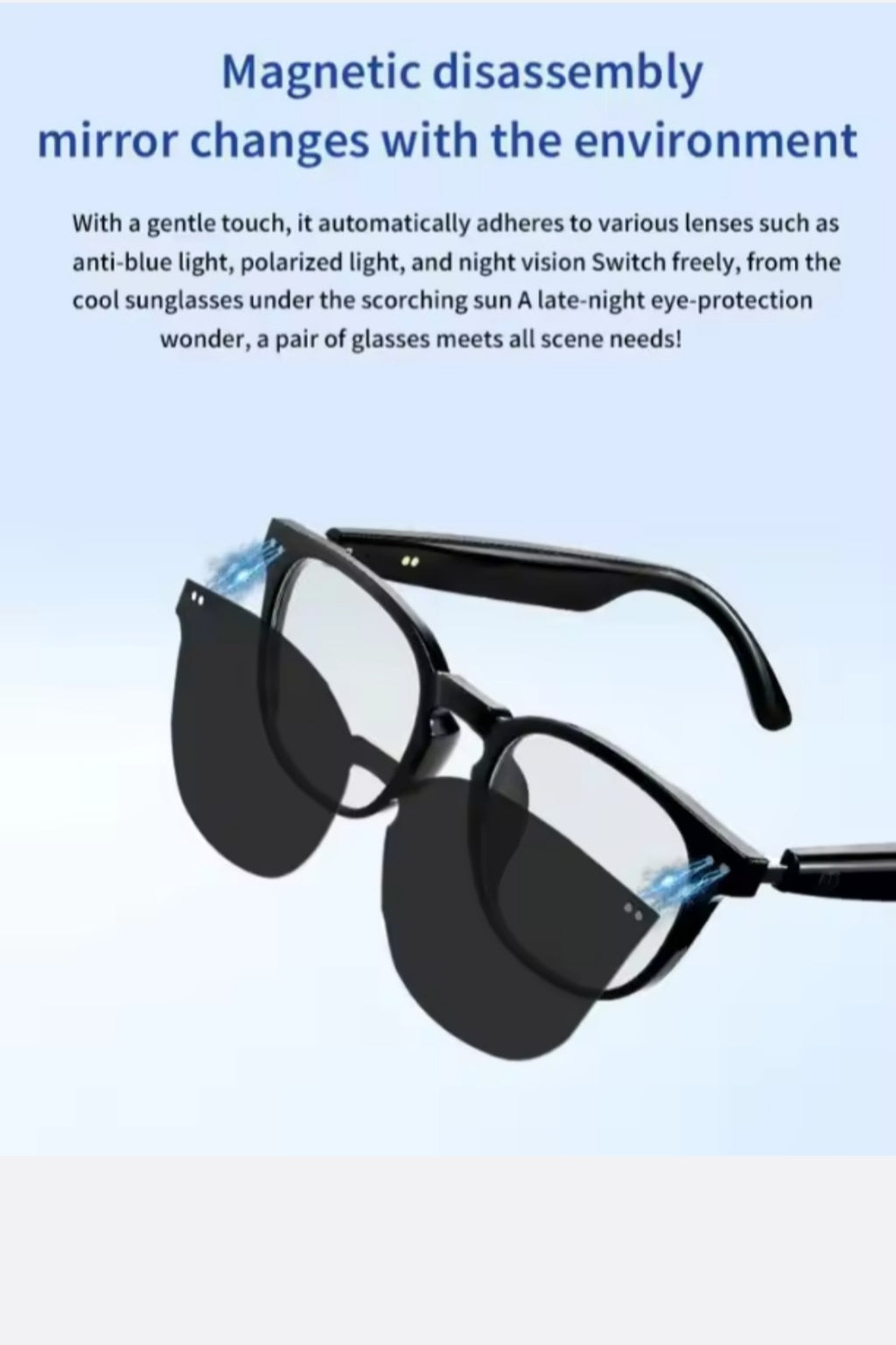 AI Smart Glasses, 2-in-1 Magnetic Sunglasses with Real-Time Translation
