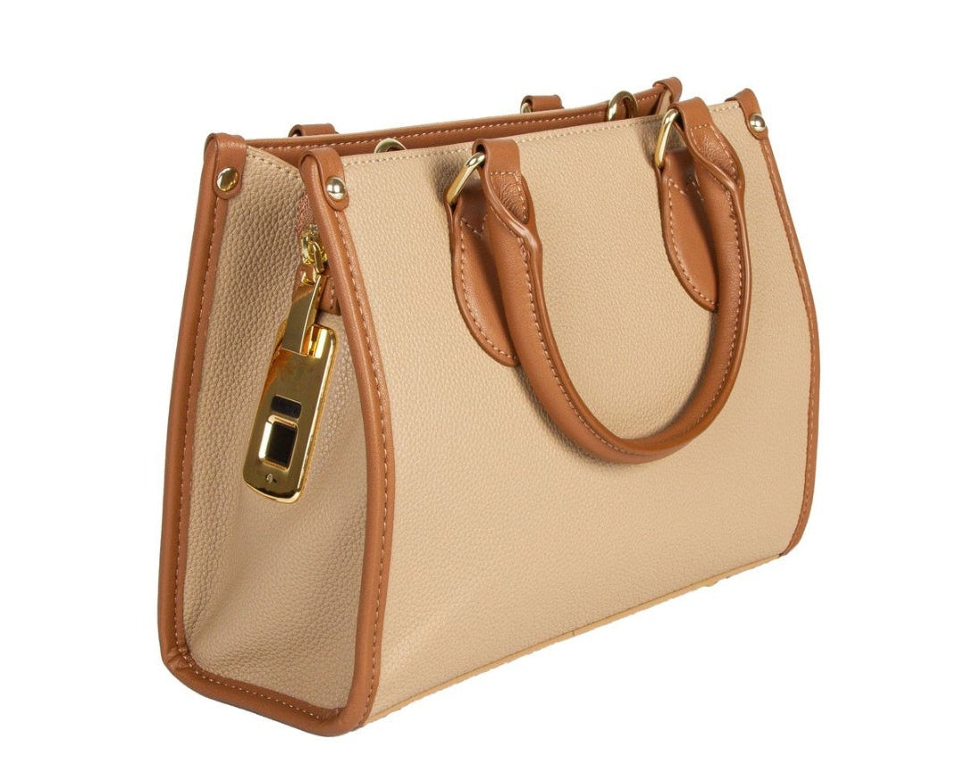 Purset Biometric Fingerprint Lock Handbag - Elegant Beige