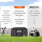 Cat Carrier with Wheels, Rolling Pet Carrier with Telescopic Handle