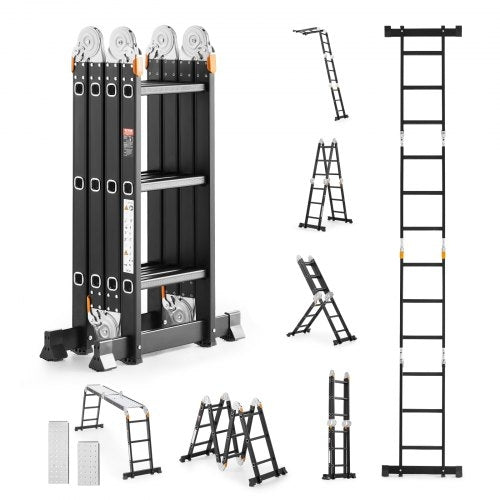 Multi-Purpose Folding Ladder, 7-in-1 Tall Extension Step Ladder, A