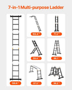 Multi-Purpose Folding Ladder, 7-in-1 Tall Extension Step Ladder, A