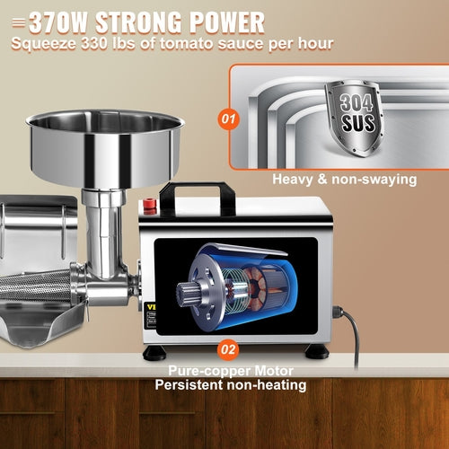 Electric Tomato Strainer 370W Tomato Milling Machine Stainless Steel