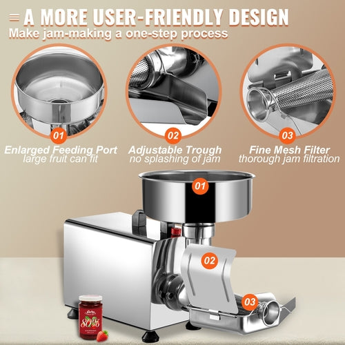 Electric Tomato Strainer 370W Tomato Milling Machine Stainless Steel