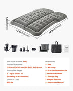 Car Air Mattress, Inflatable Car Camping Mattress, Flocking Thickened