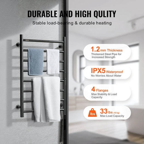 8 Bars Towel Warmer Rack, Wall Mounted Heated Towel Rack for Bathroom,