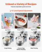 Ice Cream Maker, 1.7 L Capacity, 6-Speed Electric Stand Mixer, with