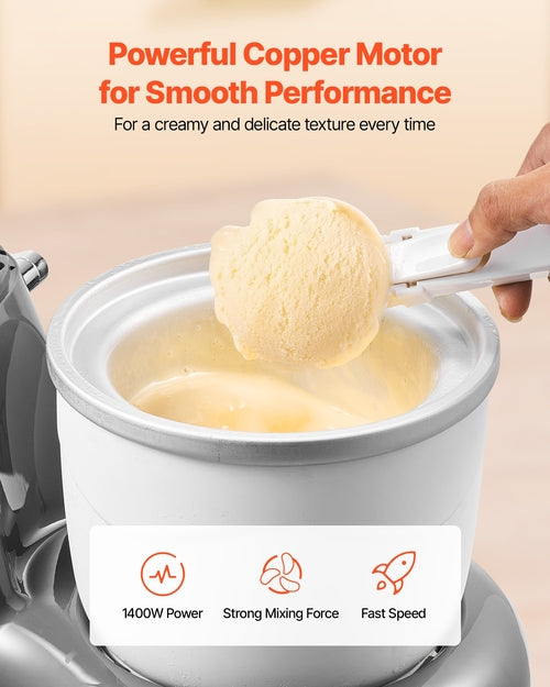 Ice Cream Maker, 1.7 L Capacity, 6-Speed Electric Stand Mixer, with