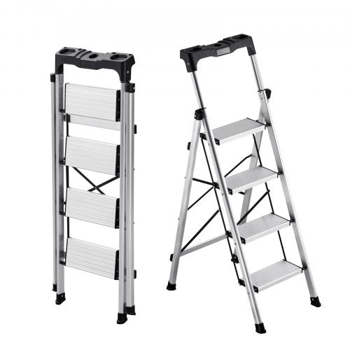 4 Step Ladder, Folding Step Stool with Wide Anti-Slip Pedal and