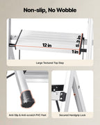 4 Step Ladder, Folding Step Stool with Wide Anti-Slip Pedal and