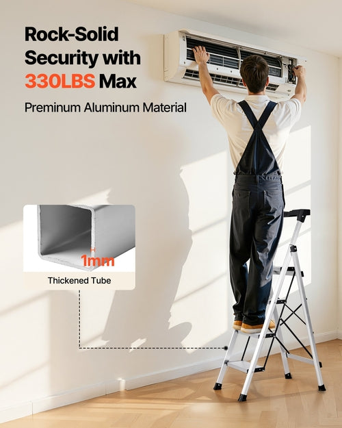 4 Step Ladder, Folding Step Stool with Wide Anti-Slip Pedal and