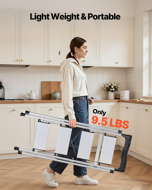 4 Step Ladder, Folding Step Stool with Wide Anti-Slip Pedal and