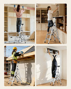 4 Step Ladder, Folding Step Stool with Wide Anti-Slip Pedal and
