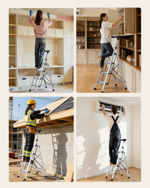 4 Step Ladder, Folding Step Stool with Wide Anti-Slip Pedal and