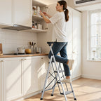 4 Step Ladder, Folding Step Stool with Wide Anti-Slip Pedal and