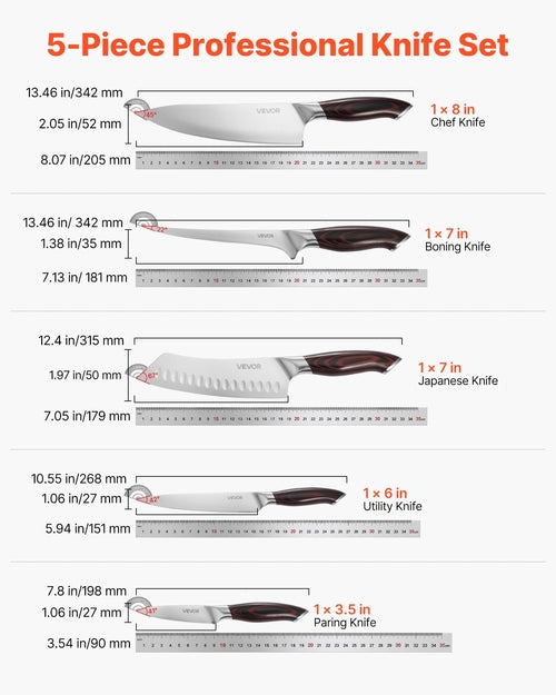 Kitchen Knife Set, 5 Piece High Carbon Stainless Steel Sharp Knife