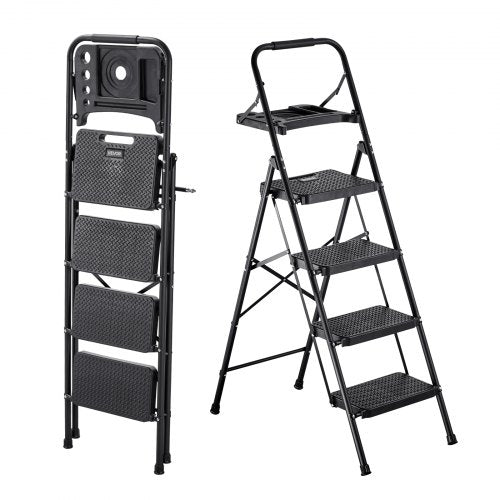 4 Step Ladder, Folding Step Stool with Wide Anti-Slip Pedal, Tool