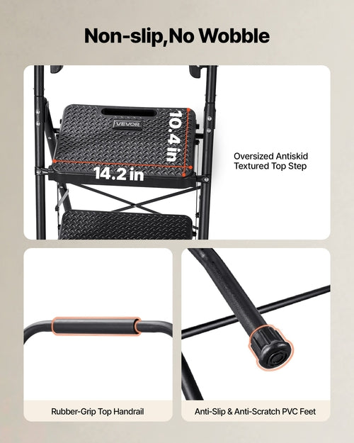 4 Step Ladder, Folding Step Stool with Wide Anti-Slip Pedal, Tool