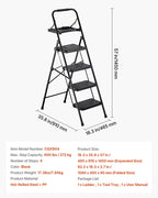 4 Step Ladder, Folding Step Stool with Wide Anti-Slip Pedal, Tool