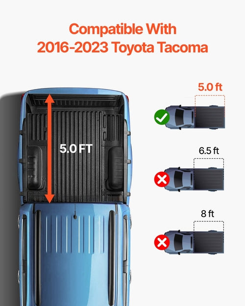 Tri-Fold Truck Bed Tonneau Cover, Compatible with 2016-2023 Toyota
