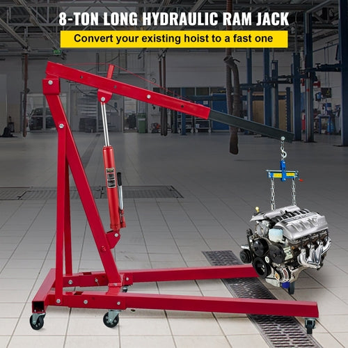 Hydraulic Long Ram Jack, 8 Tons/17363 lbs Capacity, with Single Piston