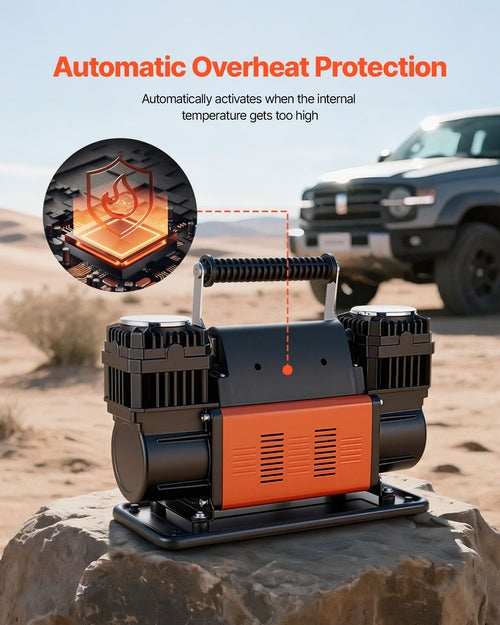 Dual-Cylinder Heavy Duty Air Compressor, 300 L/min Portable Tire
